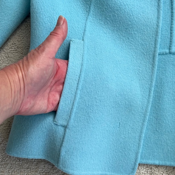 Talbots Collarless Open Front Wool Jacket Light Blue Petite Med Classic/Winter - Picture 4 of 13
